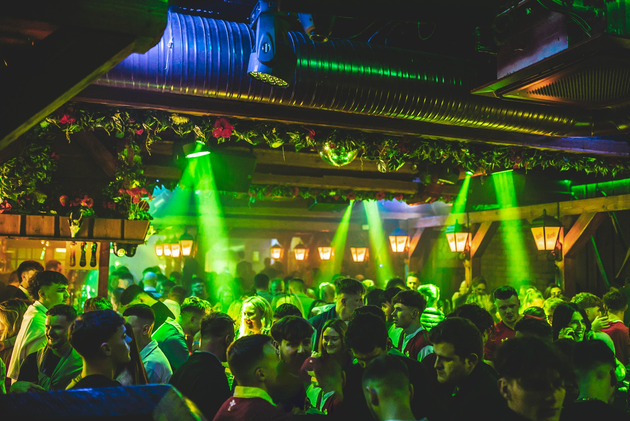 The Main Room at Barbara's Bier Haus Cardiff, full from front to the back